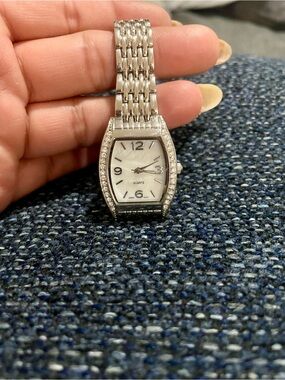 Silver Toned Crystal-Accent Women's Quartz Watch